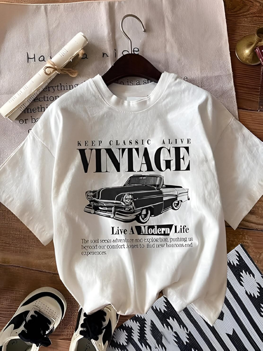 Women's Oversized Printed Cotton T-Shirt - Image 3