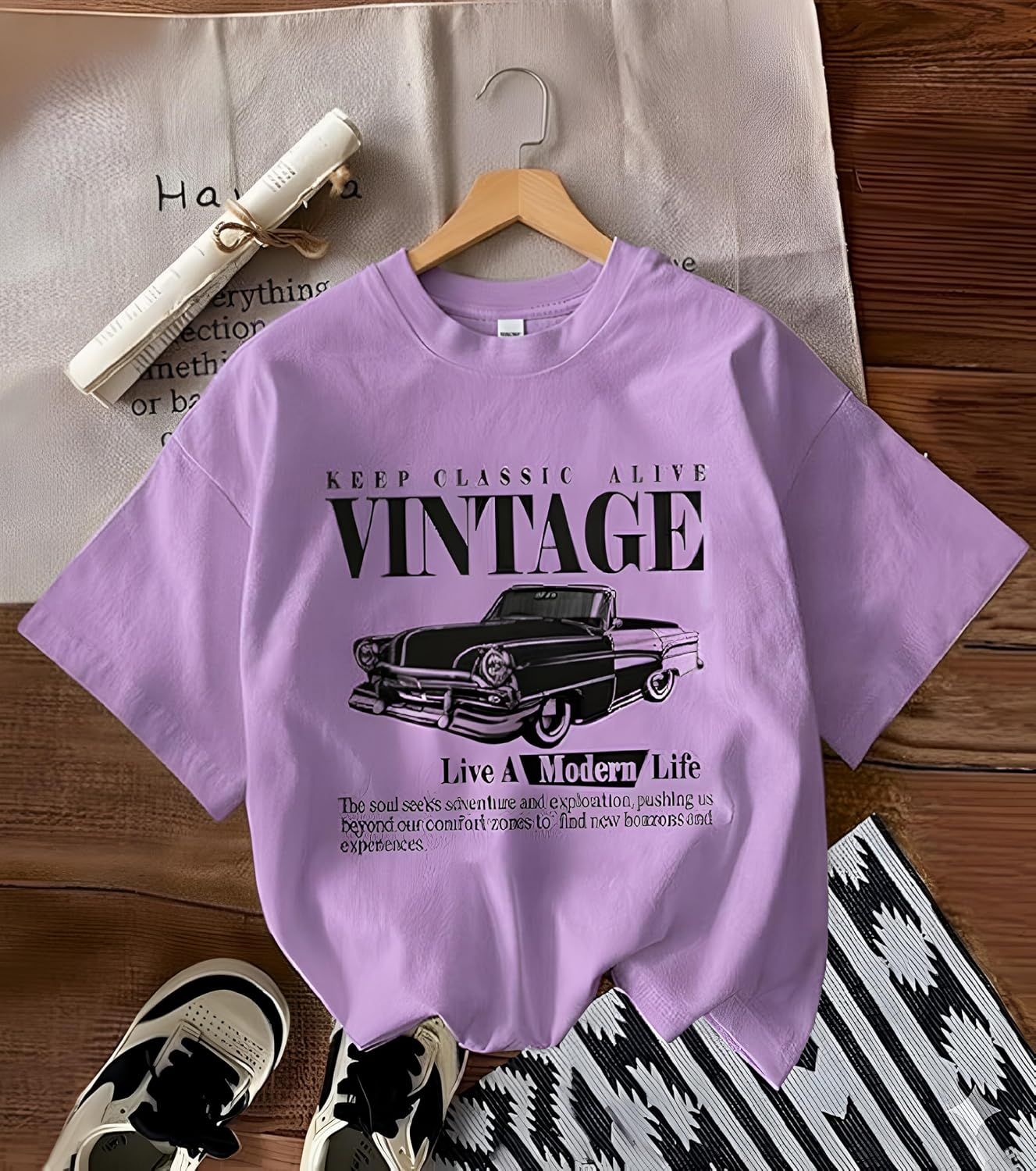 Women's Oversized Printed Cotton T-Shirt - Image 52