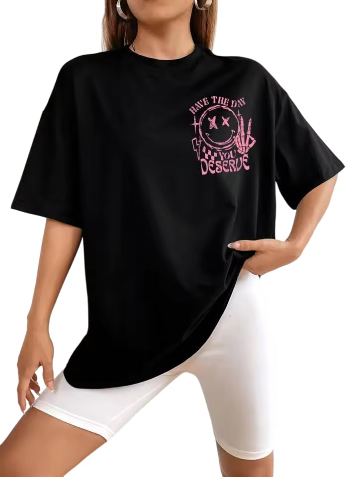 Women's Oversized Printed Cotton T-Shirt - Image 55
