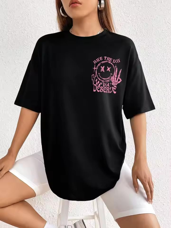Women's Oversized Printed Cotton T-Shirt - Image 57