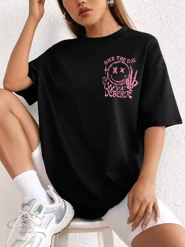 Women's Oversized Printed Cotton T-Shirt - Image 58