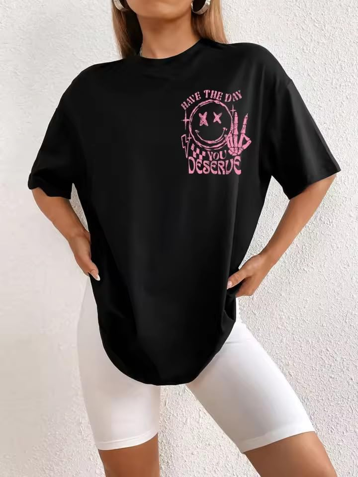 Women's Oversized Printed Cotton T-Shirt - Image 59
