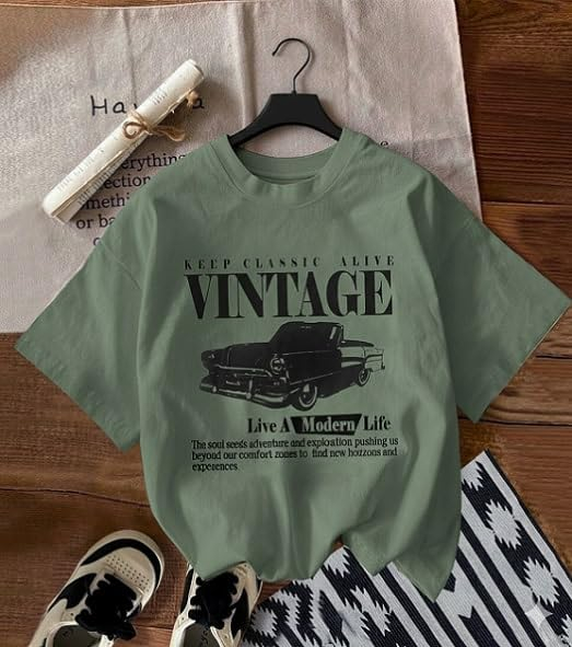 Women's Oversized Printed Cotton T-Shirt - Image 62