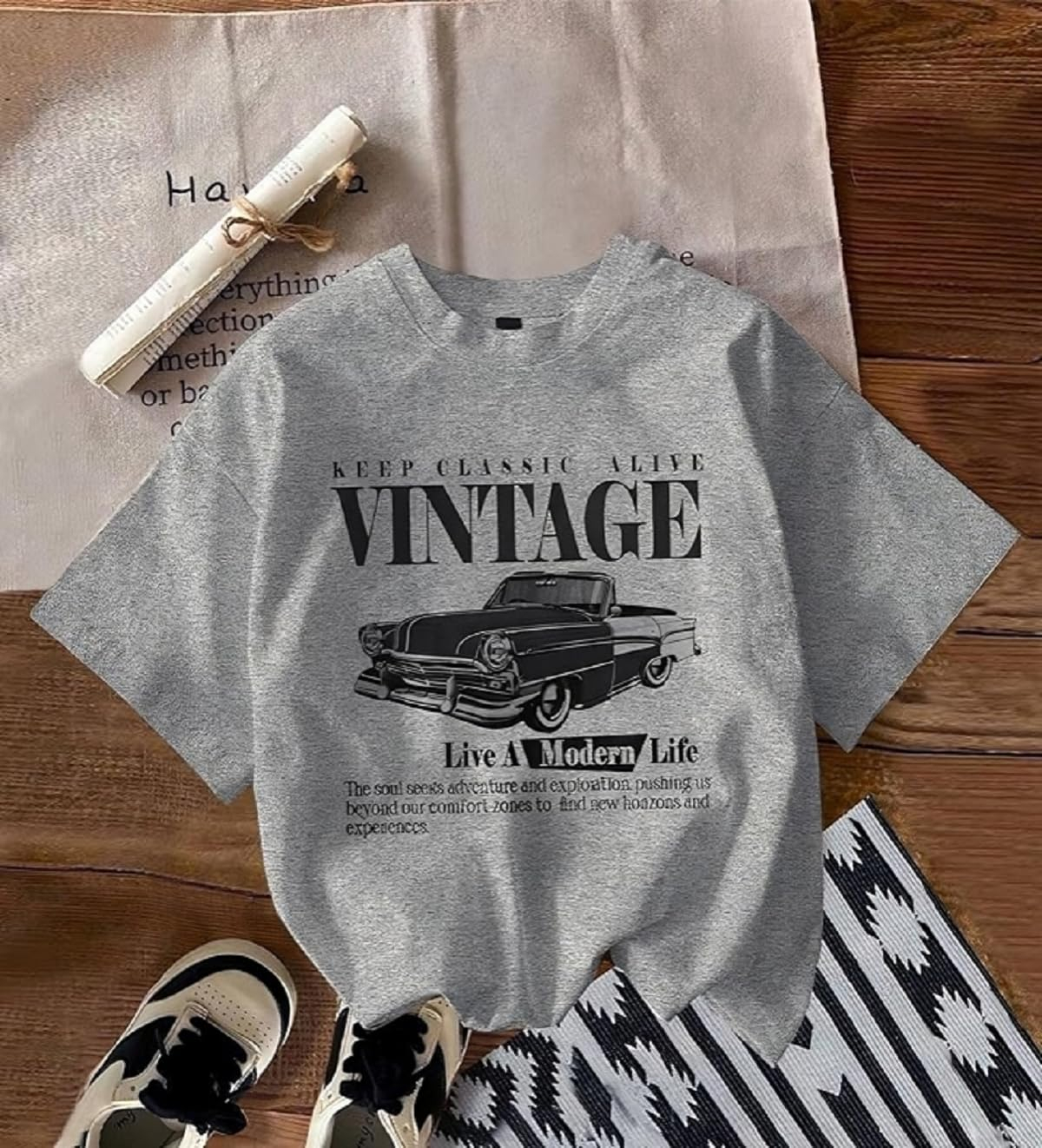 Women's Oversized Printed Cotton T-Shirt - Image 71