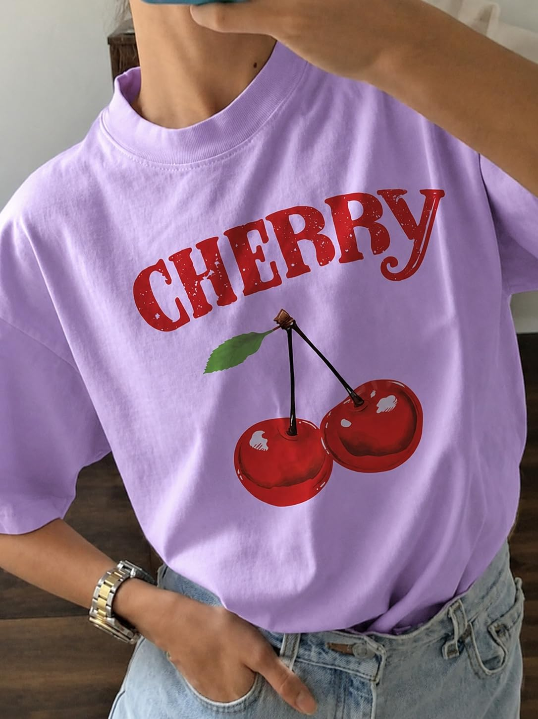 Women's Oversized Casual Print T-Shirt - Image 50