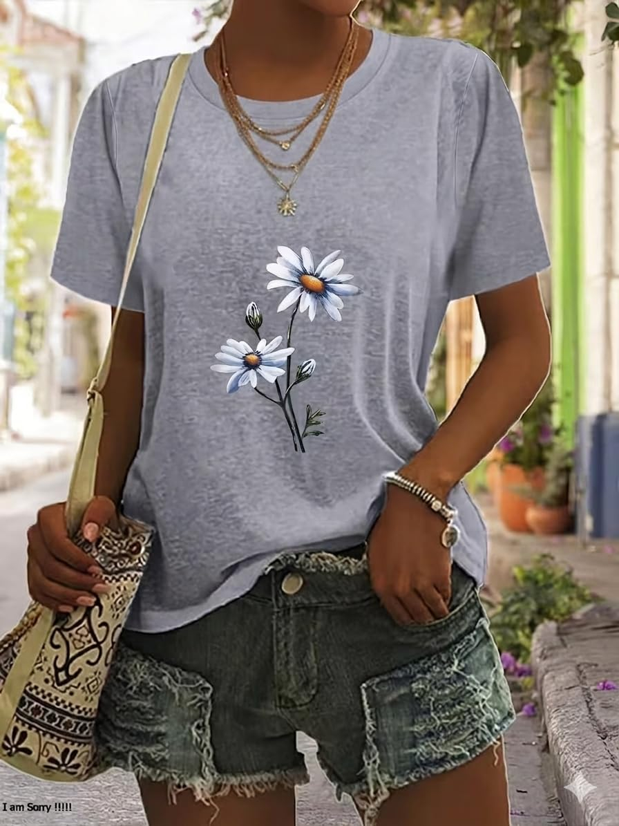 Women's Oversized Casual Print T-Shirt - Image 64