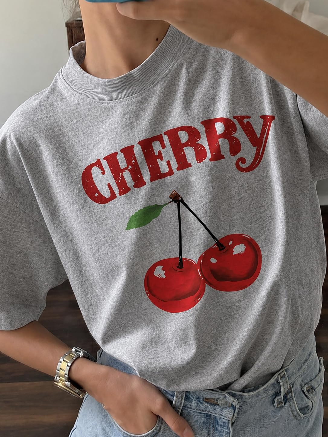 Women's Oversized Casual Print T-Shirt - Image 70