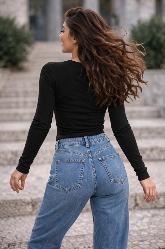 Women's Long-Sleeve Ribbed Knit Top - Image 6