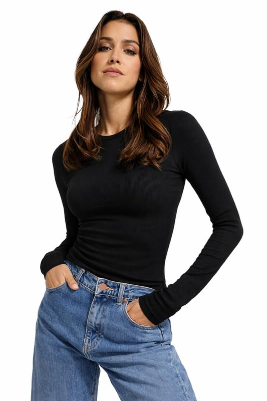 Women's Long-Sleeve Ribbed Knit Top - Image 9
