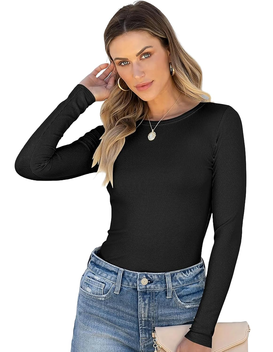Women's Long-Sleeve Ribbed Knit Top - Image 25