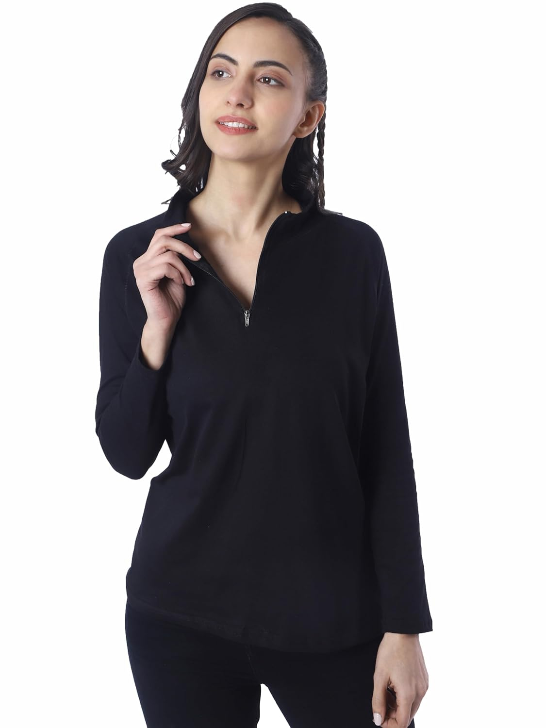 Women's Full-Sleeve Zip-Front T-Shirt