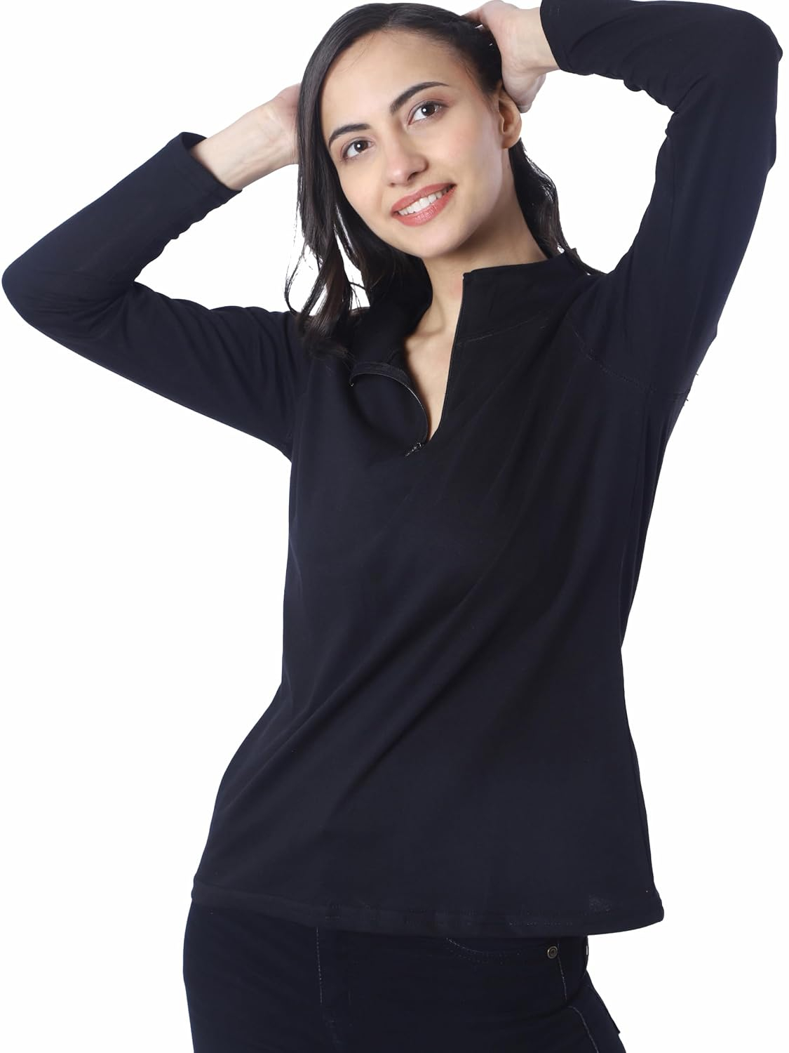 Women's Full-Sleeve Zip-Front T-Shirt - Image 3