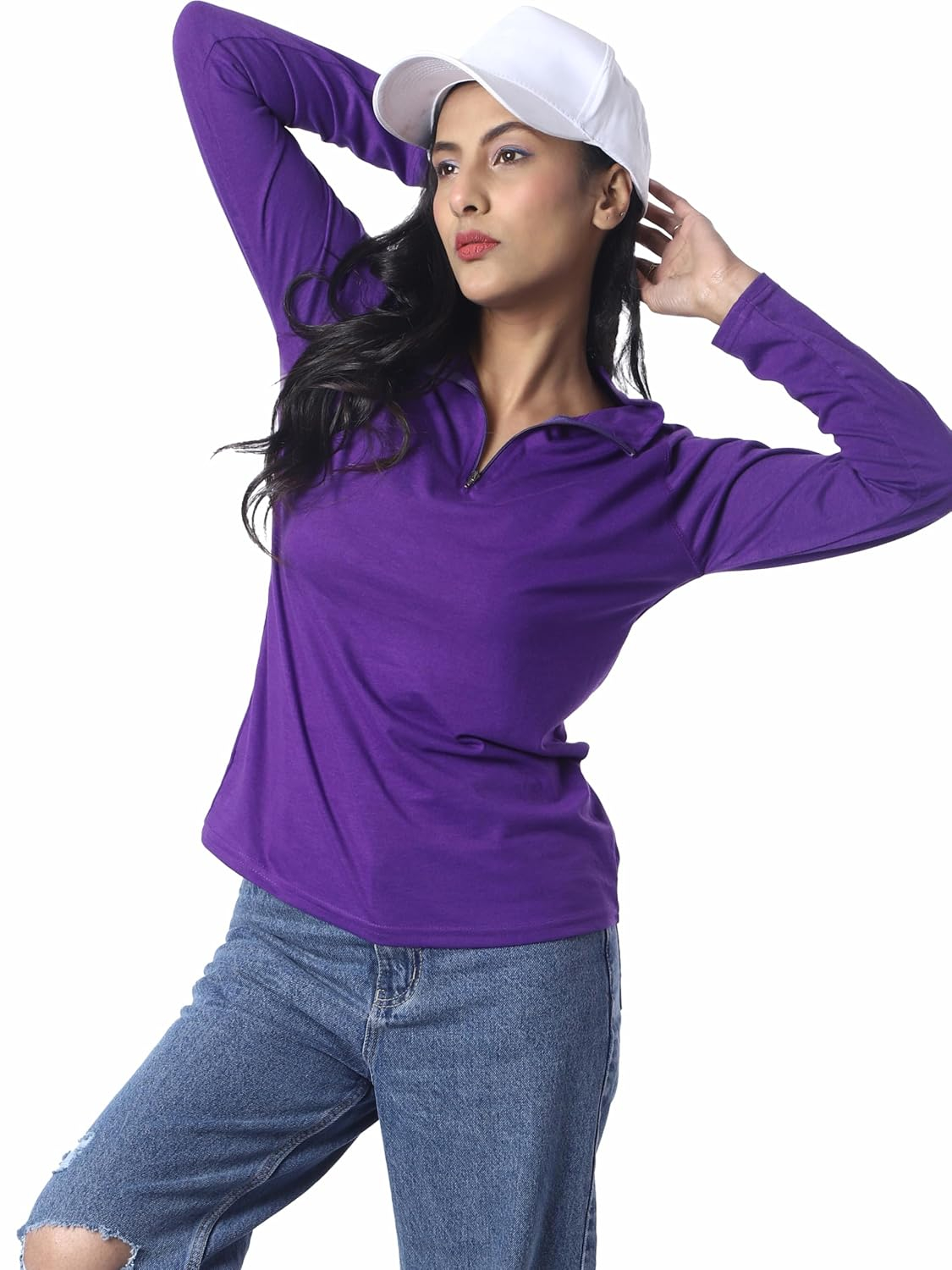 Women's Full-Sleeve Zip-Front T-Shirt - Image 26