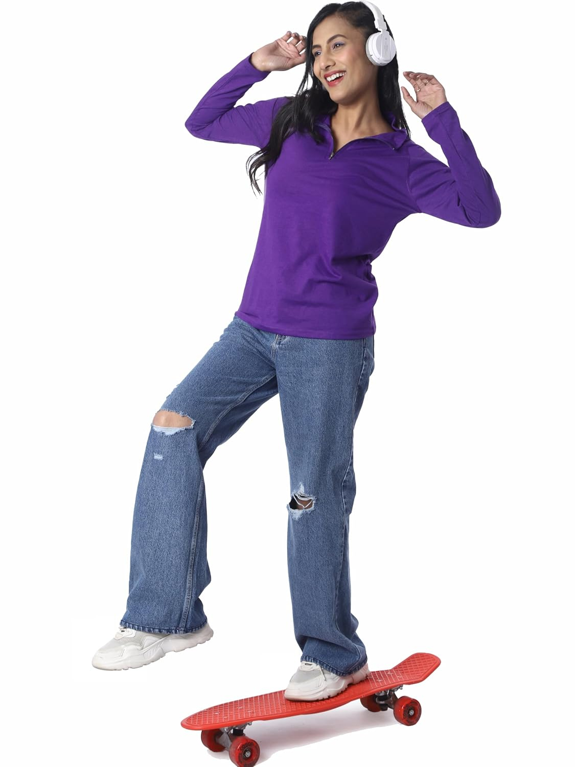 Women's Full-Sleeve Zip-Front T-Shirt - Image 27