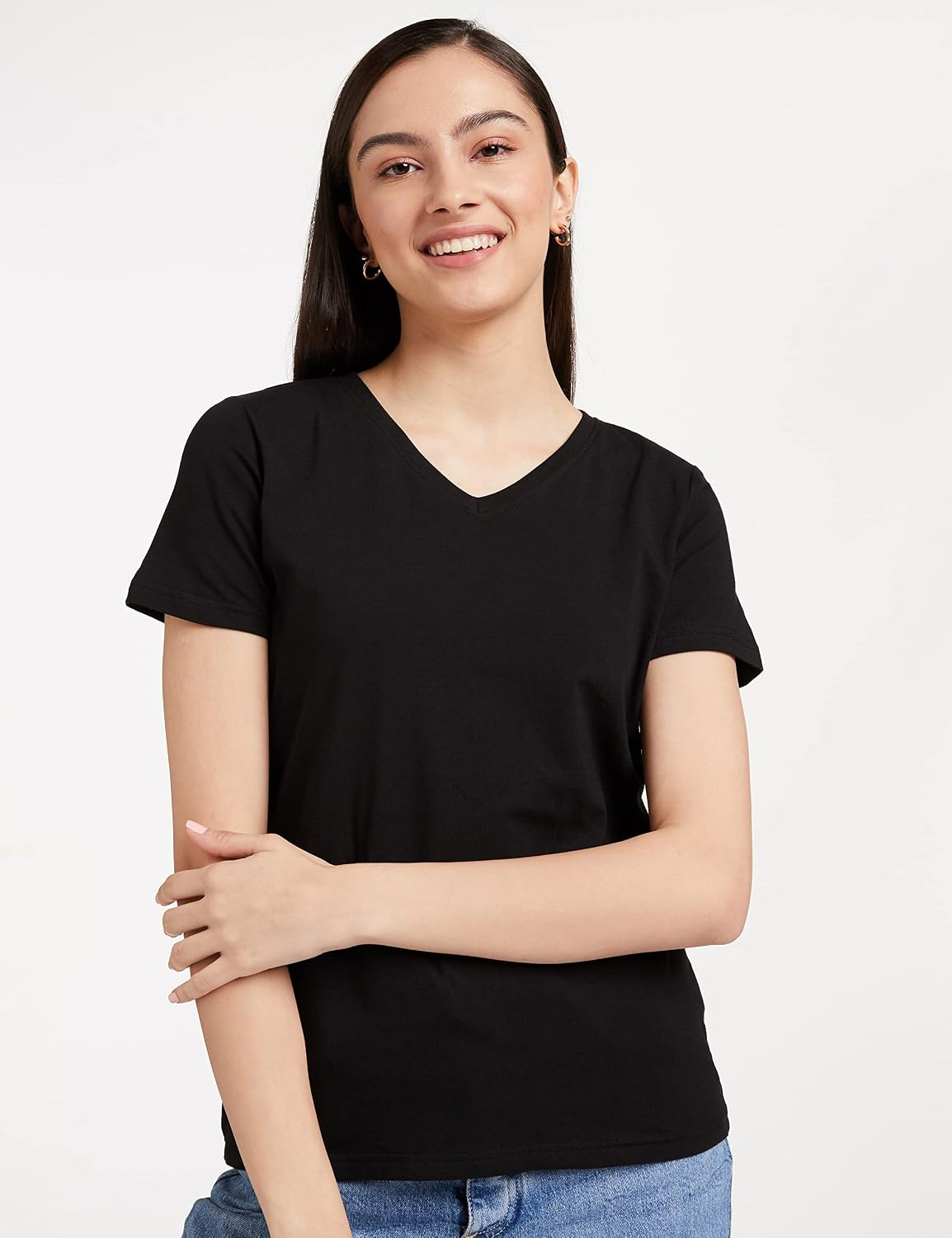 Women's Stretch Cotton V-Neck T-Shirt - Image 3