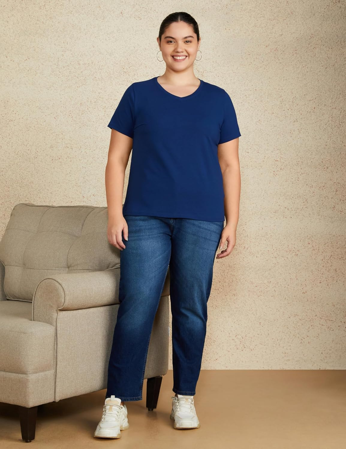 Women's Stretch Cotton V-Neck T-Shirt - Image 14