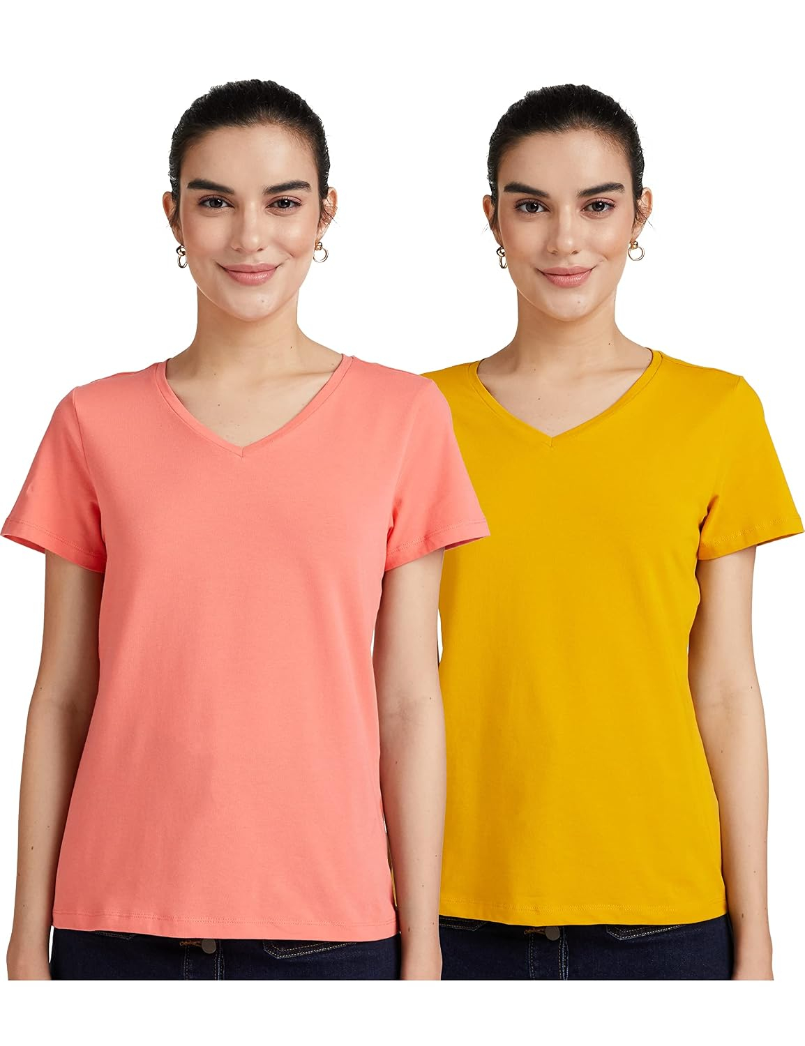 Women's Stretch Cotton V-Neck T-Shirt - Image 15