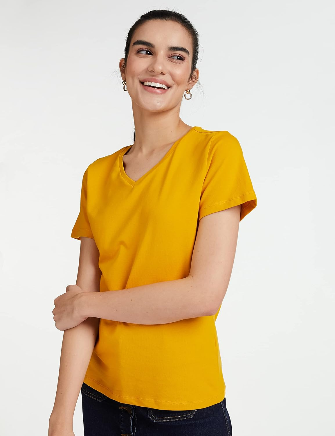 Women's Stretch Cotton V-Neck T-Shirt - Image 16