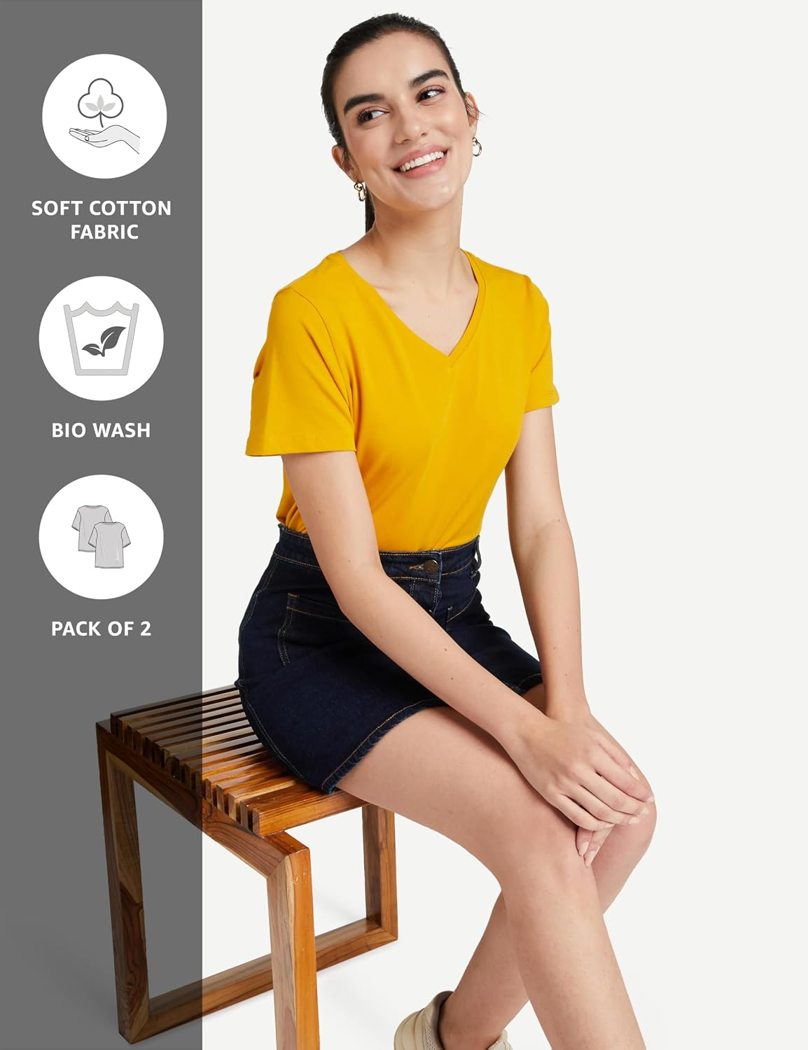Women's Stretch Cotton V-Neck T-Shirt - Image 18