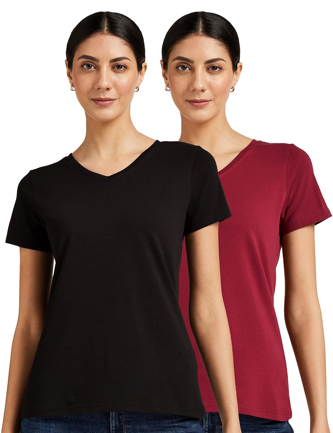 Women's Stretch Cotton V-Neck T-Shirt - Image 23