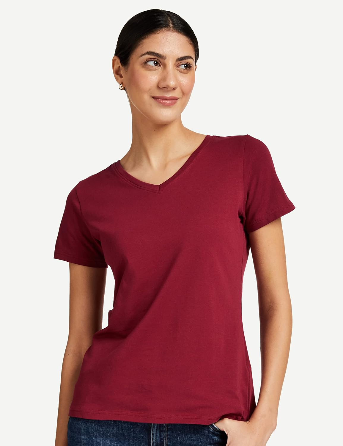 Women's Stretch Cotton V-Neck T-Shirt - Image 24