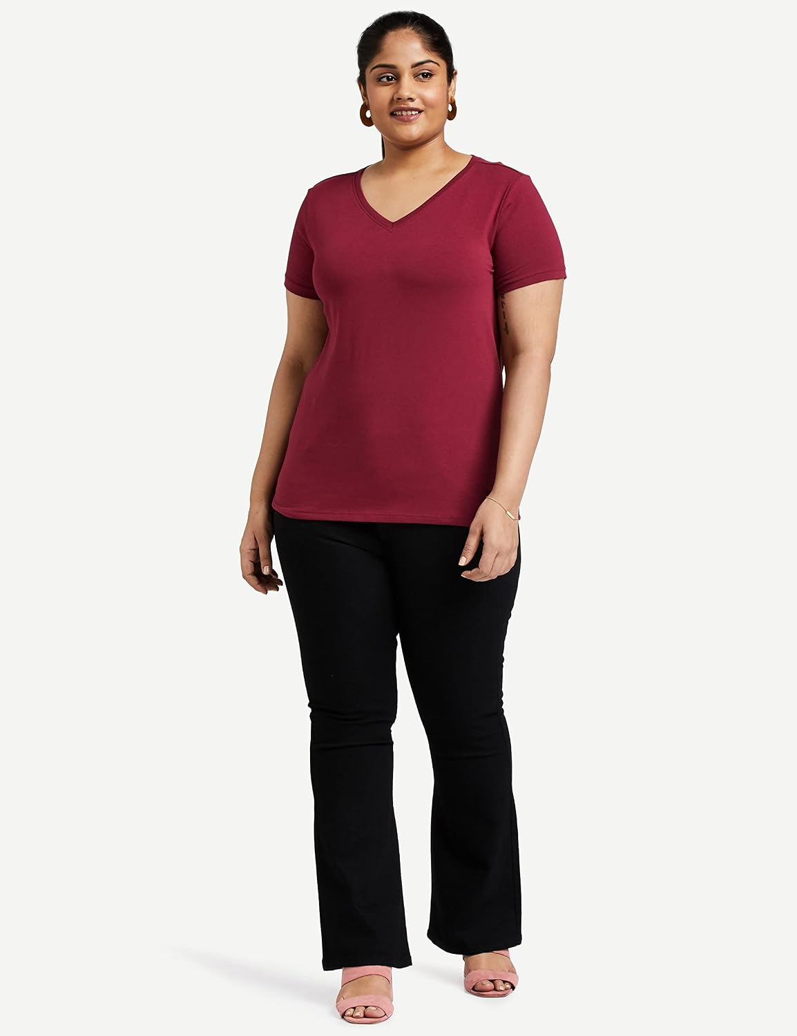 Women's Stretch Cotton V-Neck T-Shirt - Image 27