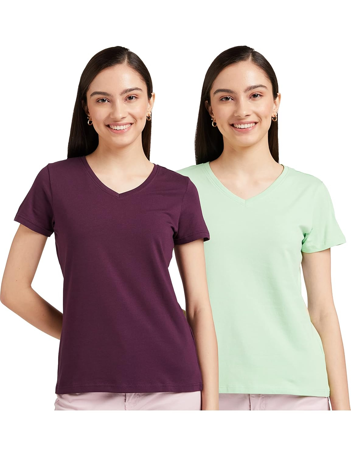 Women's Stretch Cotton V-Neck T-Shirt - Image 29
