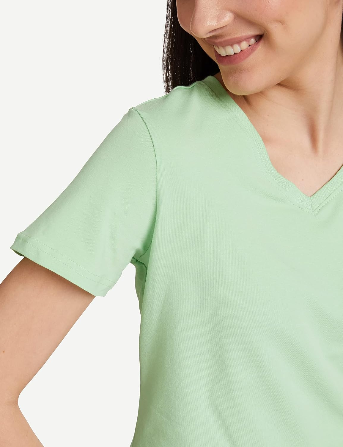 Women's Stretch Cotton V-Neck T-Shirt - Image 34