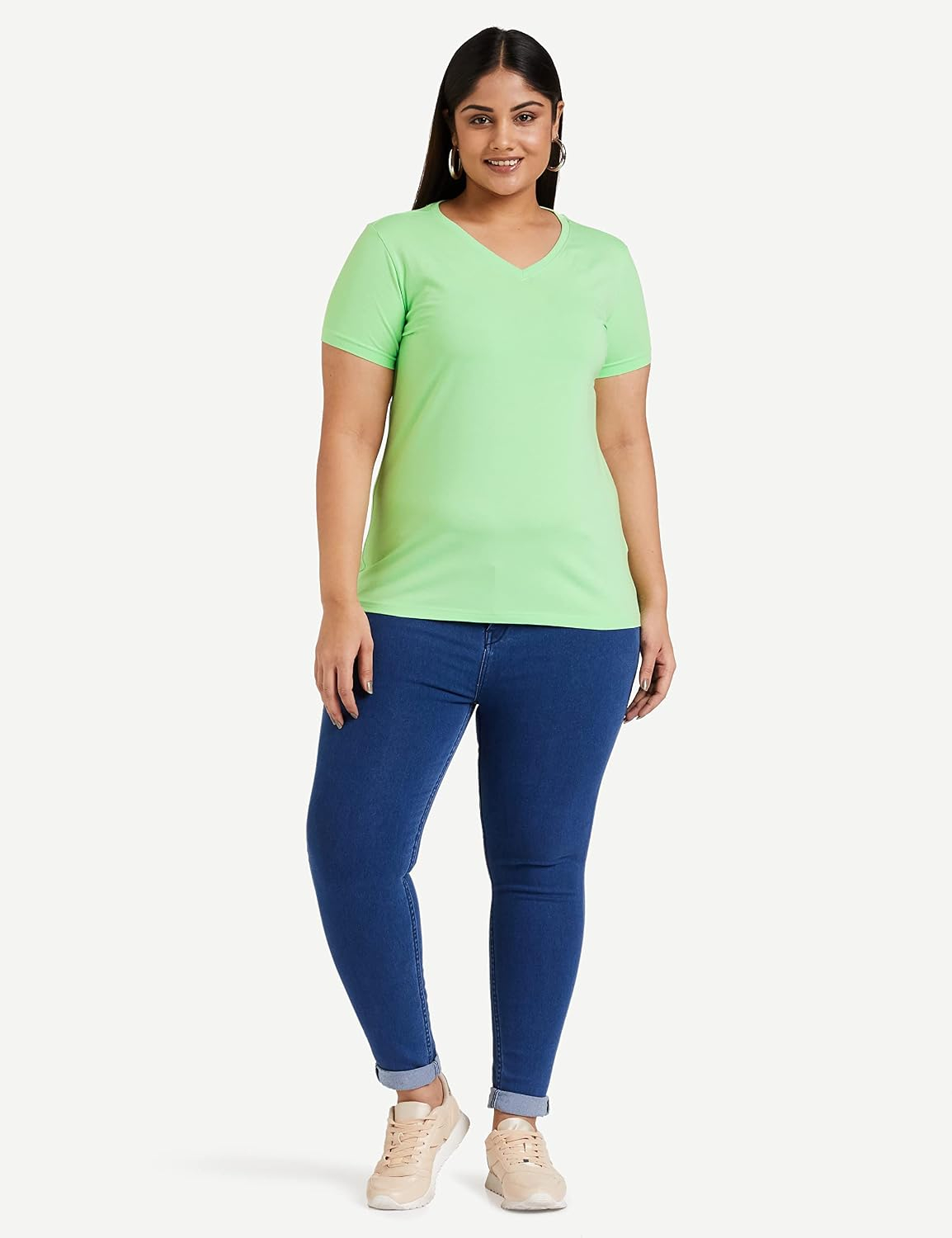 Women's Stretch Cotton V-Neck T-Shirt - Image 35