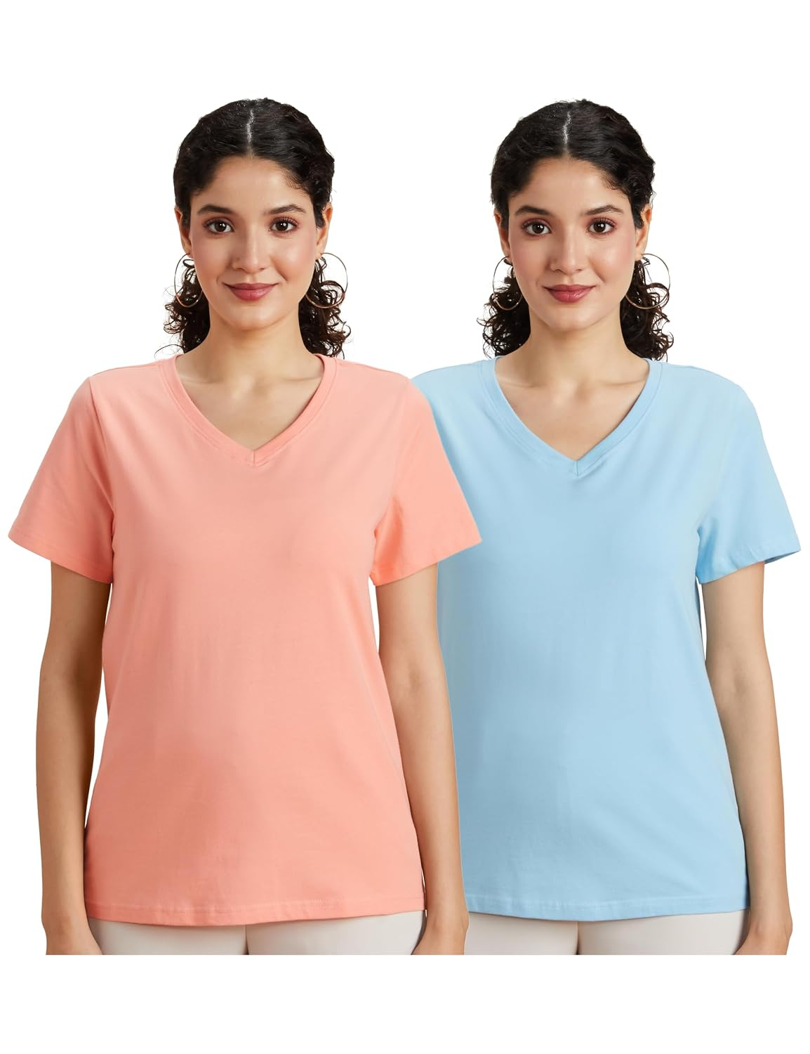 Women's Stretch Cotton V-Neck T-Shirt - Image 36