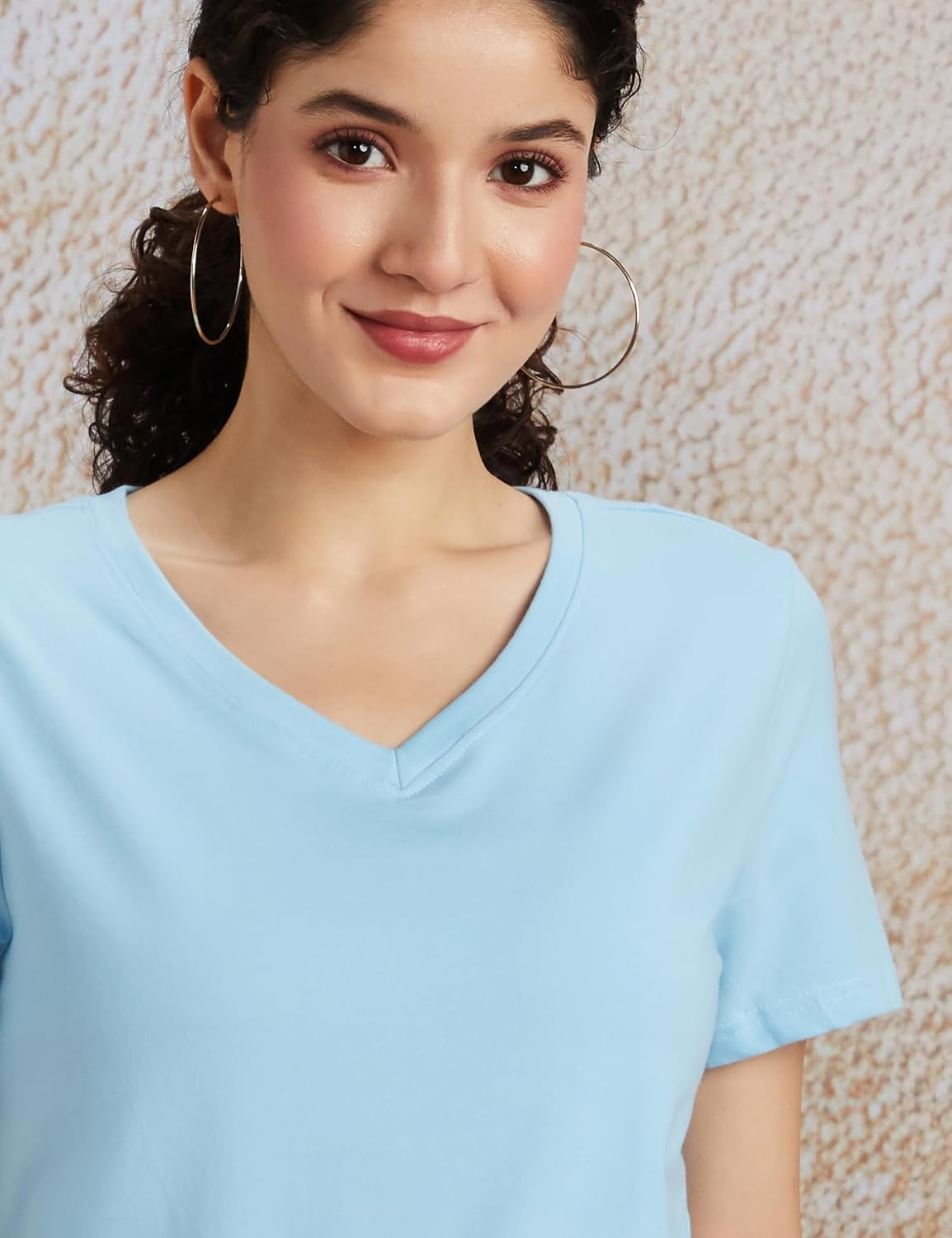 Women's Stretch Cotton V-Neck T-Shirt - Image 40