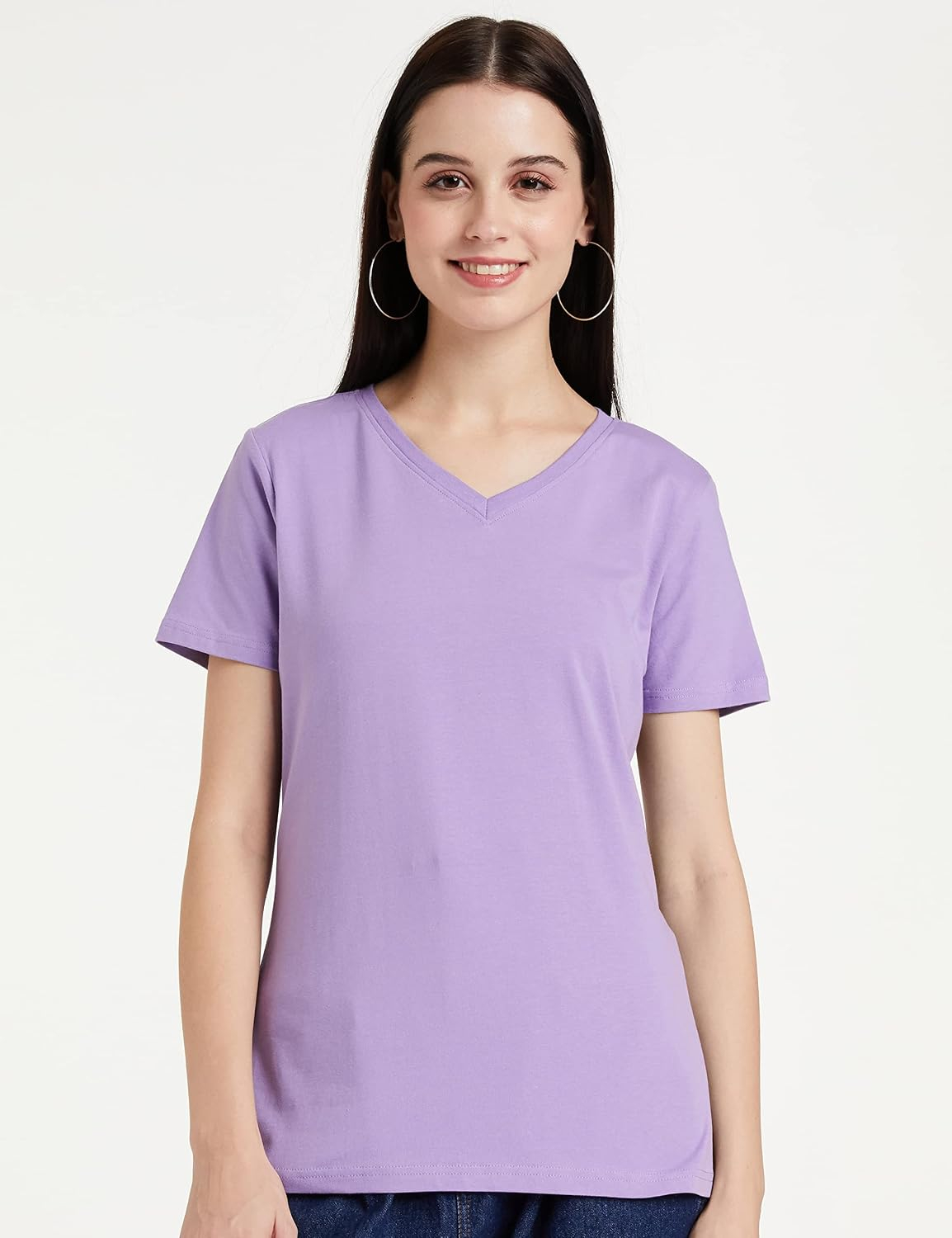 Women's Stretch Cotton V-Neck T-Shirt - Image 43