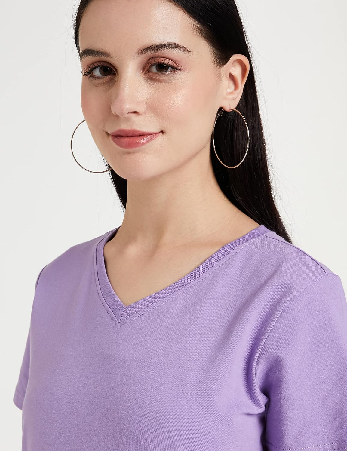Women's Stretch Cotton V-Neck T-Shirt - Image 46