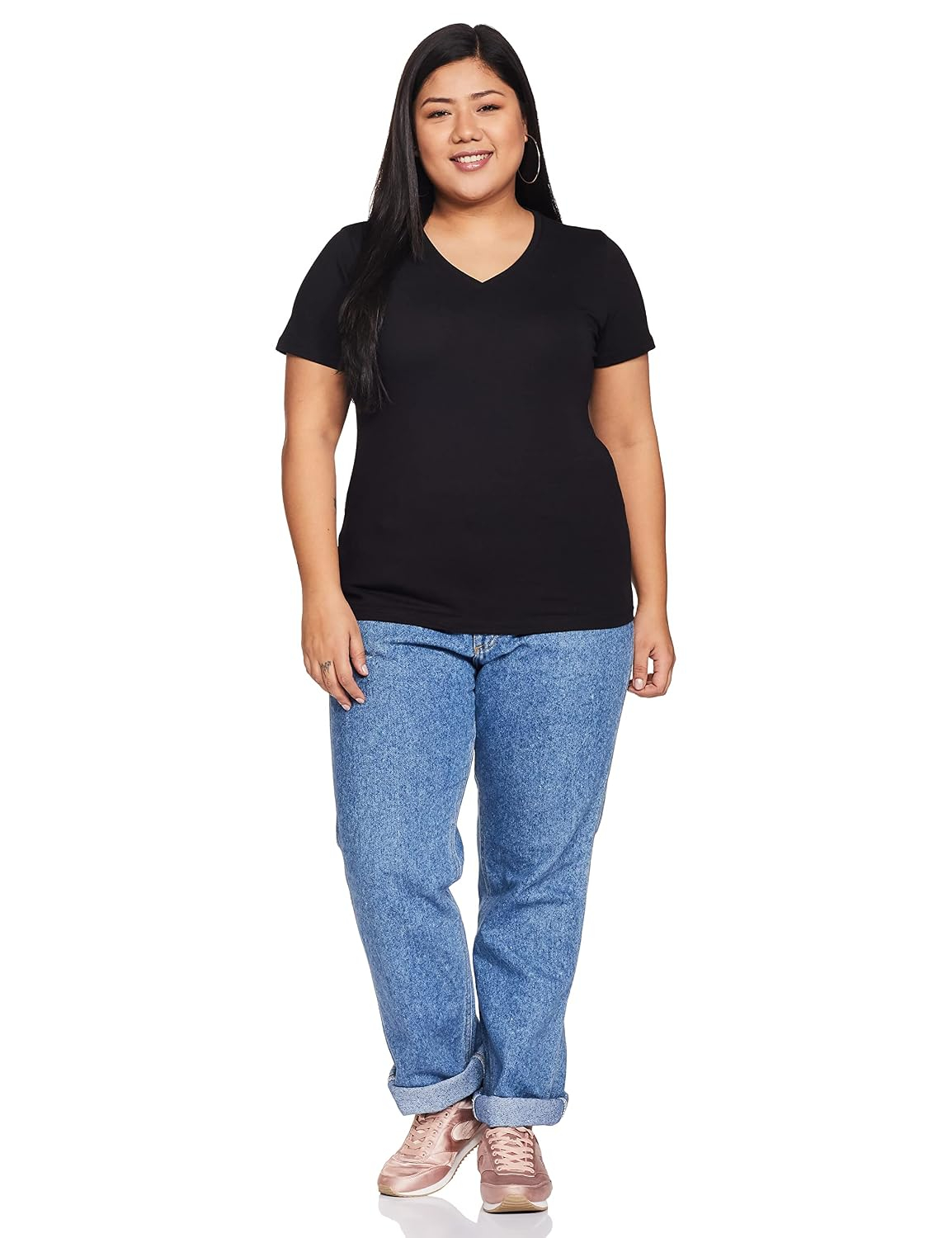Women's Stretch Cotton V-Neck T-Shirt - Image 47