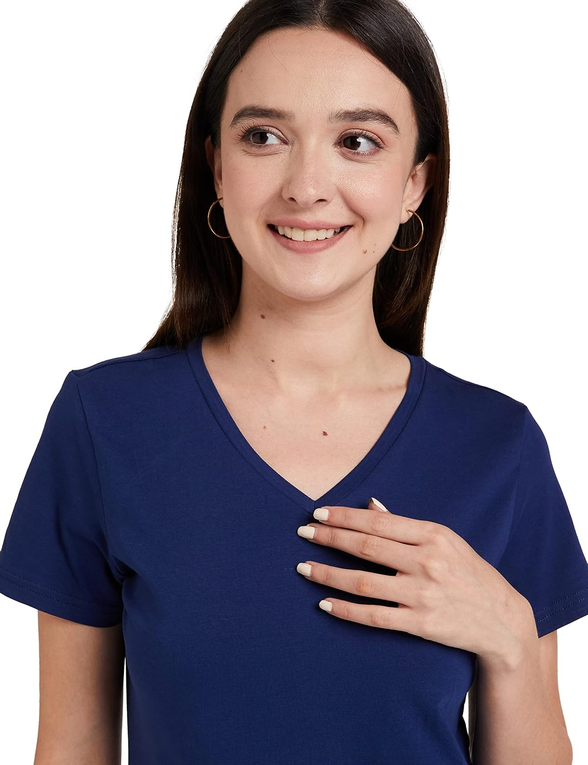Women's Stretch Cotton V-Neck T-Shirt - Image 53