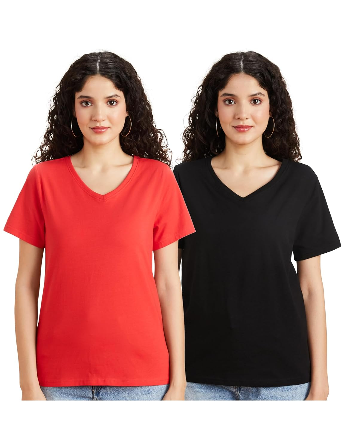 Women's Stretch Cotton V-Neck T-Shirt - Image 56