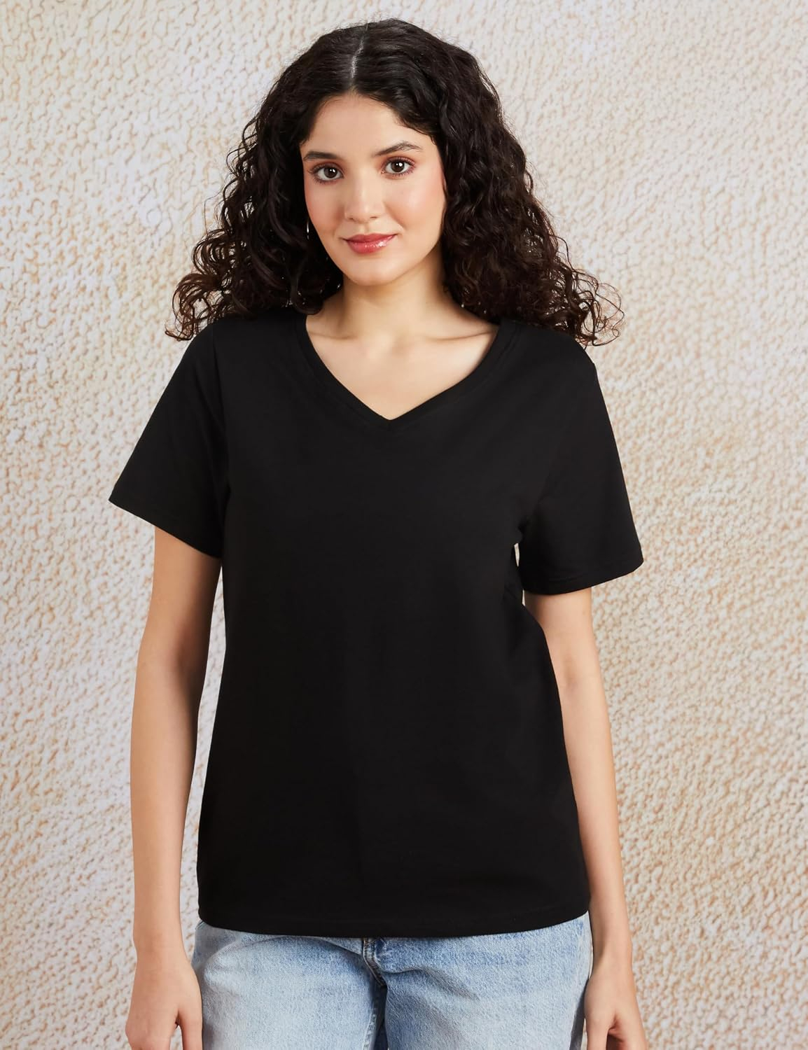Women's Stretch Cotton V-Neck T-Shirt - Image 57