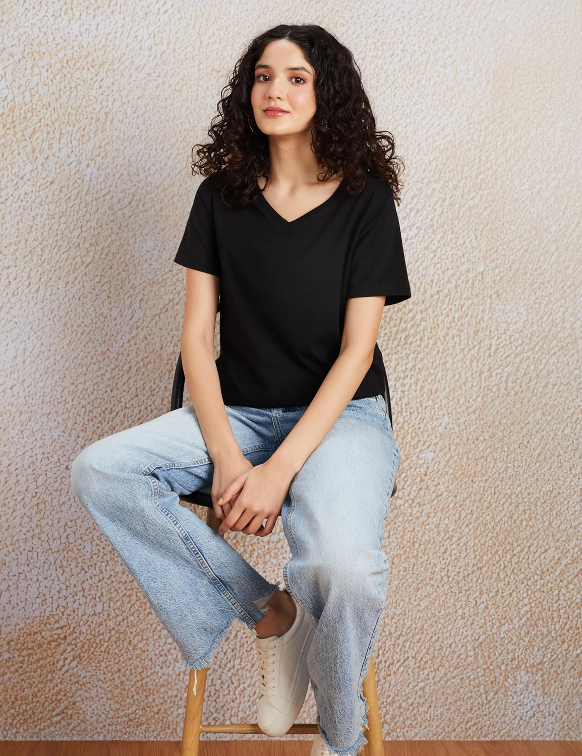 Women's Stretch Cotton V-Neck T-Shirt - Image 59