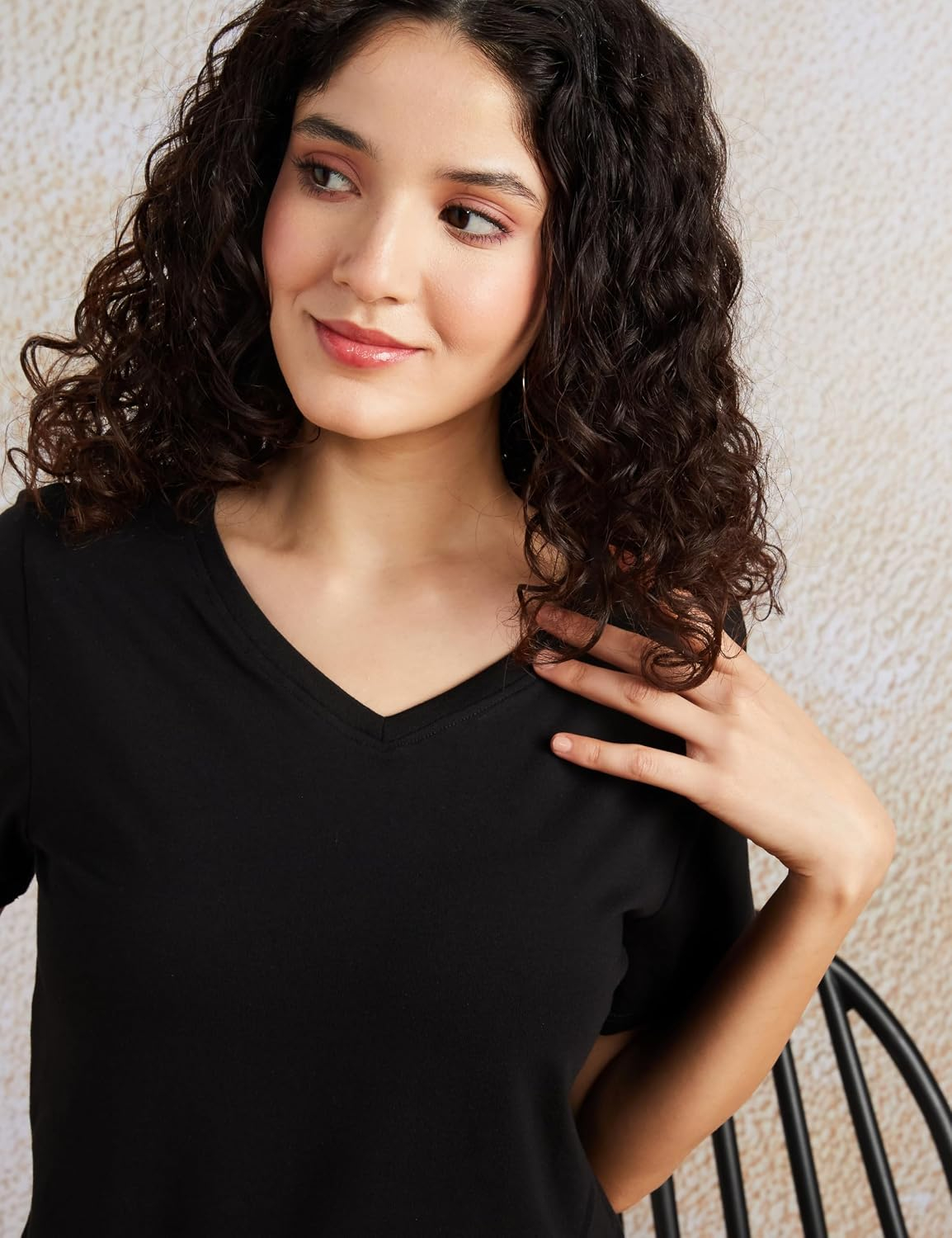 Women's Stretch Cotton V-Neck T-Shirt - Image 60