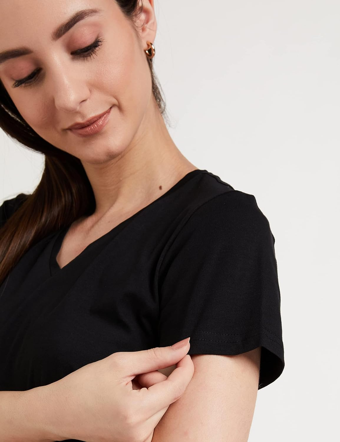 Women's Stretch Cotton V-Neck T-Shirt - Image 62