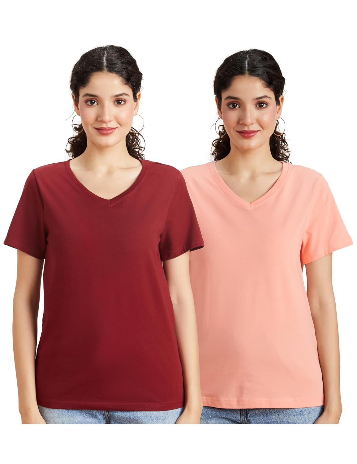 Women's Stretch Cotton V-Neck T-Shirt - Image 63