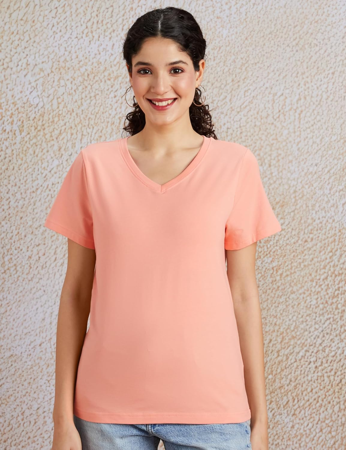 Women's Stretch Cotton V-Neck T-Shirt - Image 64