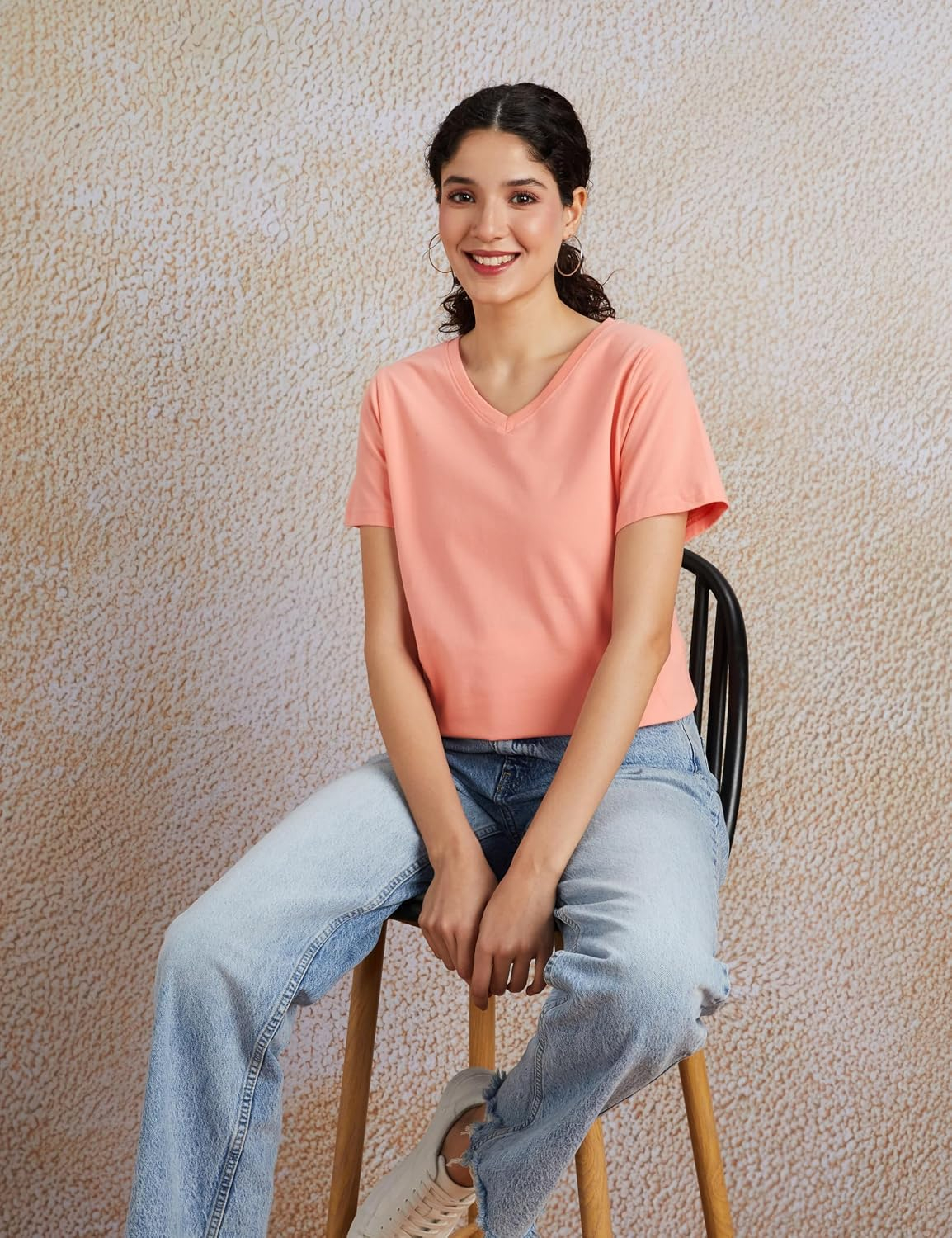 Women's Stretch Cotton V-Neck T-Shirt - Image 66