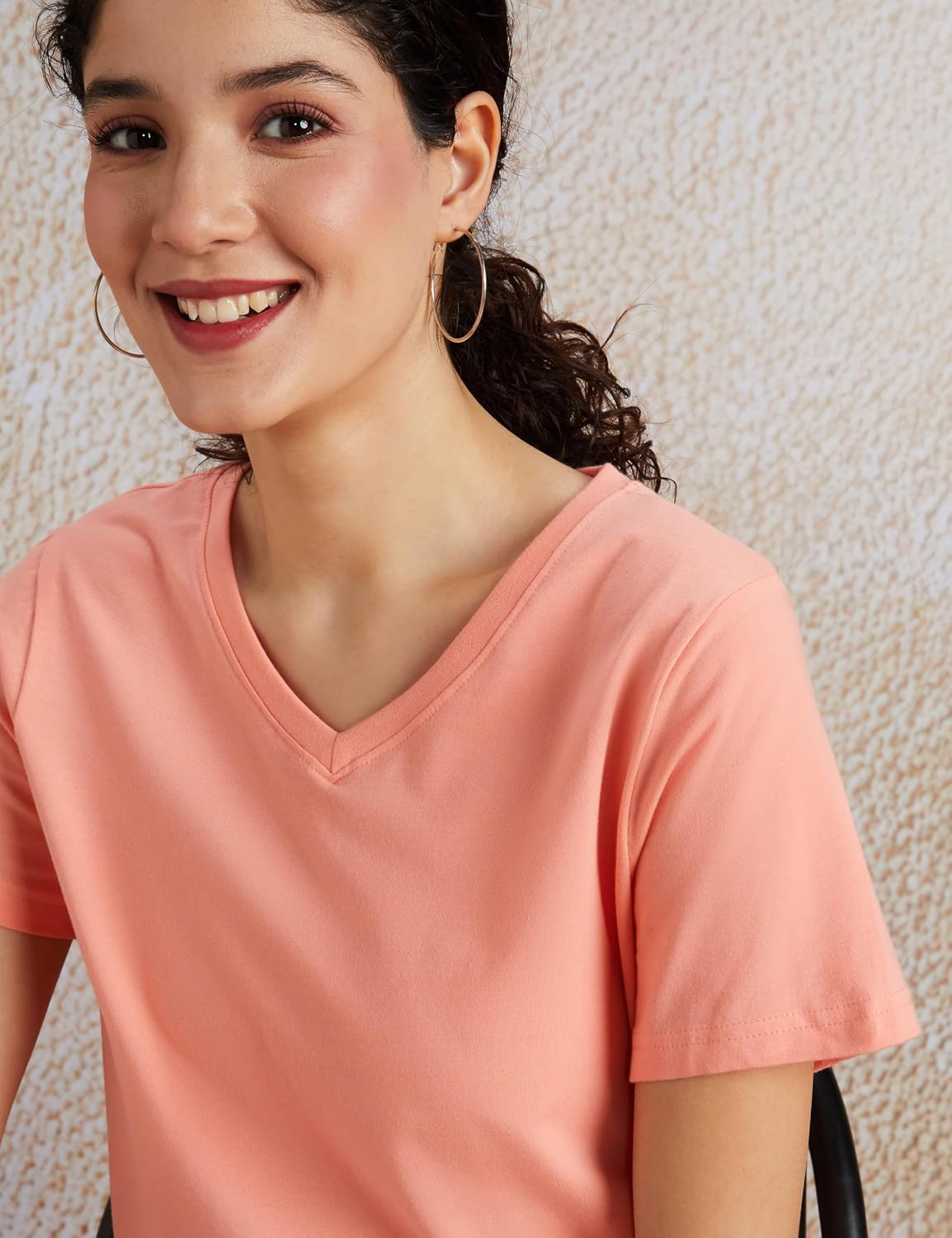 Women's Stretch Cotton V-Neck T-Shirt - Image 67