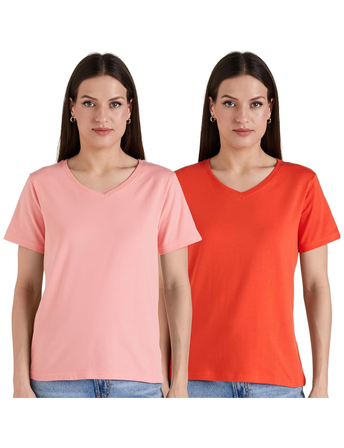 Women's Stretch Cotton V-Neck T-Shirt - Image 70
