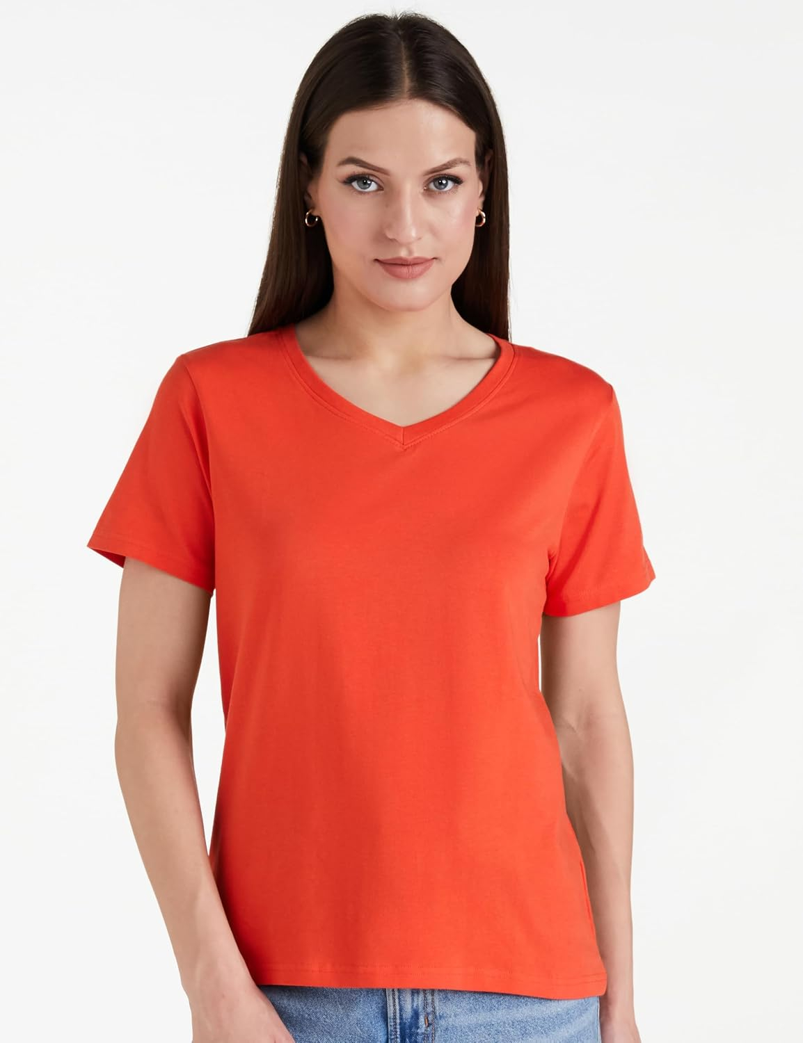 Women's Stretch Cotton V-Neck T-Shirt - Image 71