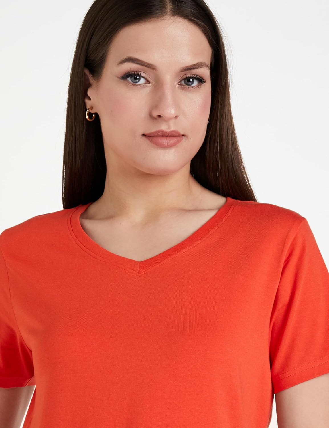 Women's Stretch Cotton V-Neck T-Shirt - Image 74
