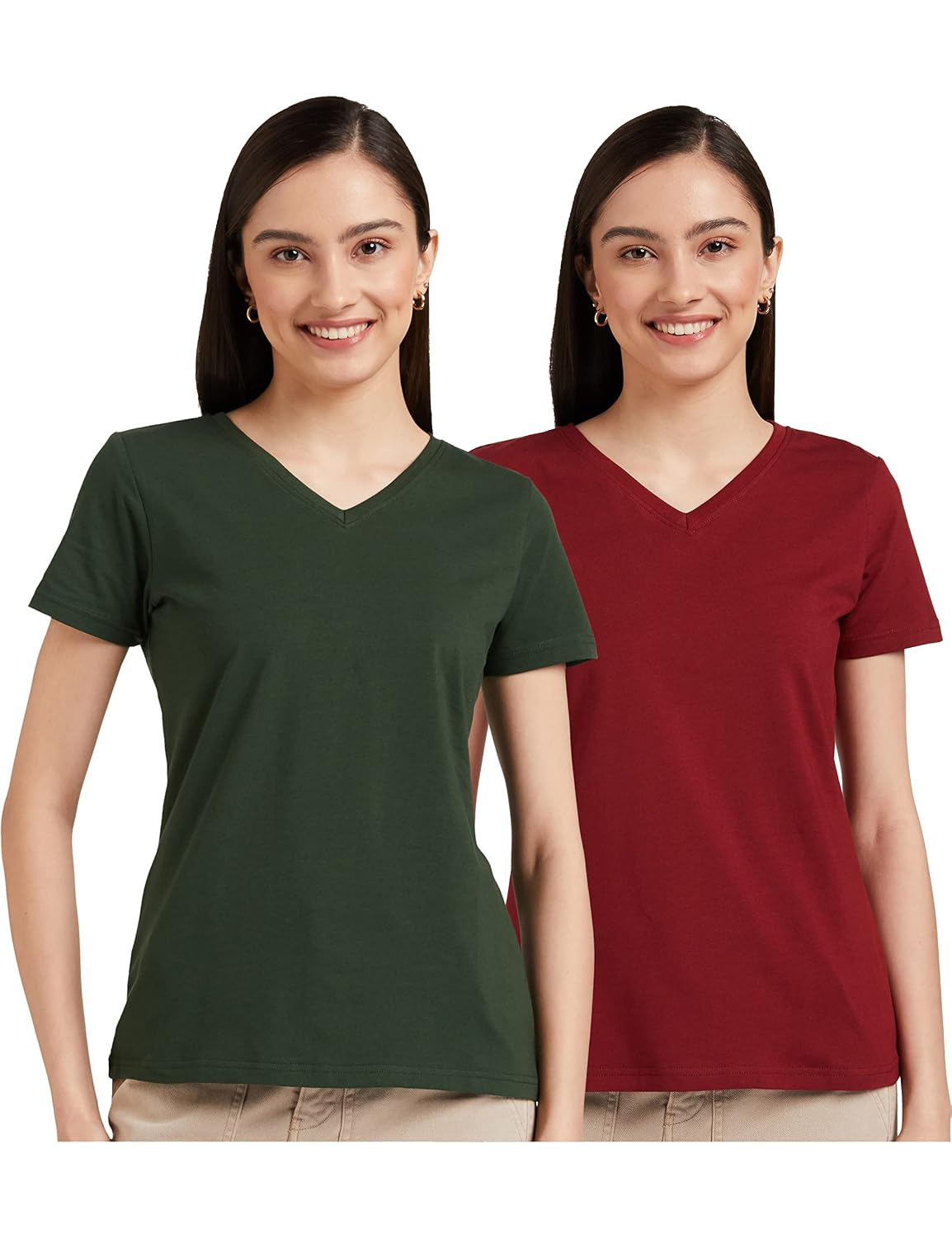 Women's Stretch Cotton V-Neck T-Shirt - Image 78