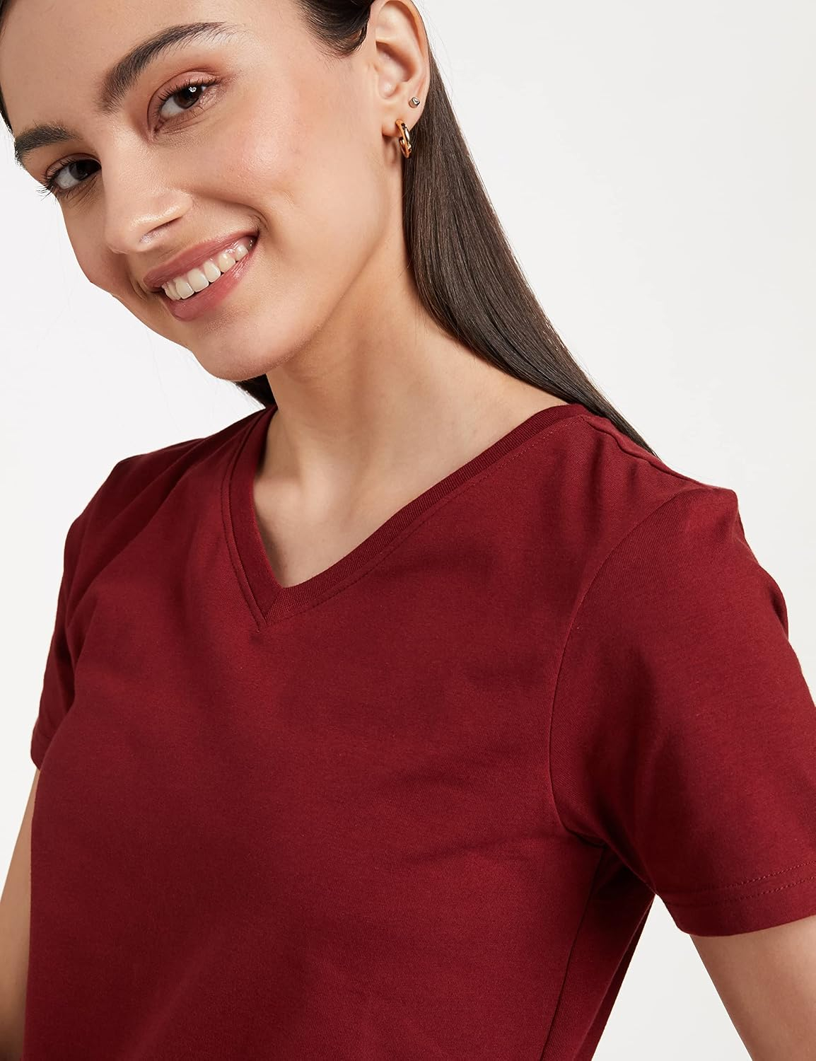 Women's Stretch Cotton V-Neck T-Shirt - Image 82