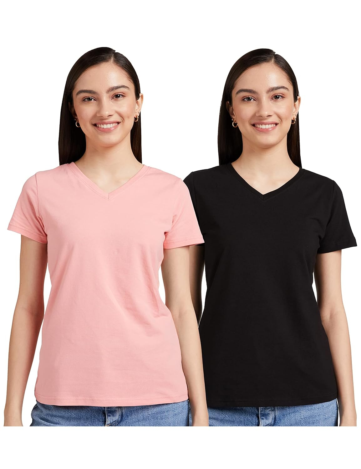Women's Stretch Cotton V-Neck T-Shirt - Image 87